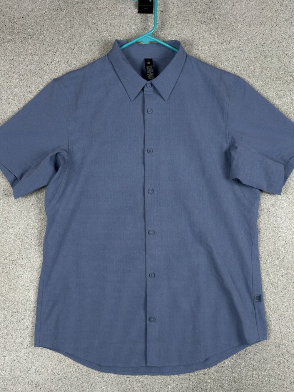 lululemon Men's L Blue One Thing At A Time Short Sleeve Button Technical Shirt